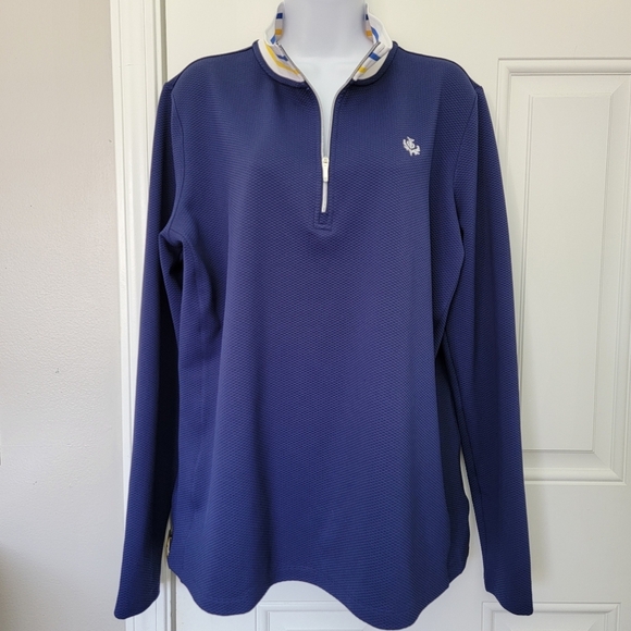 Lady Hagen Navy Blue Quarter Zip Contrast Collar Lightweight Golf Pullover XL - Picture 3 of 10